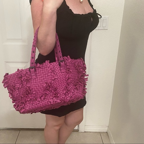 Bottega Veneta Amethyst Fringe Tote Leather Rare Find Excellent Condition - Picture 8 of 13